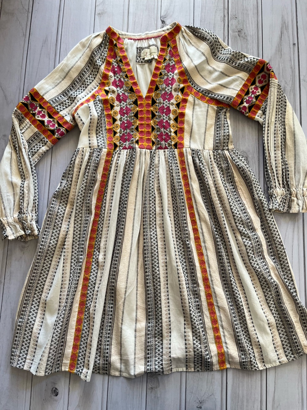 Women’s Anthropologie Lottie cotton boho peasant long sleeve mini dress. XS - Picture 8 of 14